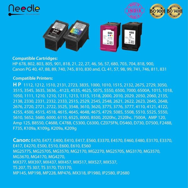 Needle CMYKK Refill Kit with Suction Tool Combo Pack of High Yield Inkjet - Image 2