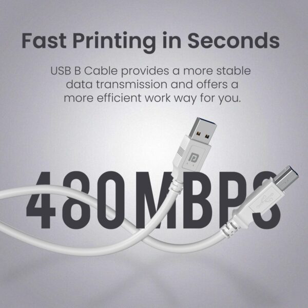 Portronics PrintLink 1.5 Printer Cable with USB Type-A to USB Type-B Male Connectors, 1.5 Meters - Image 2